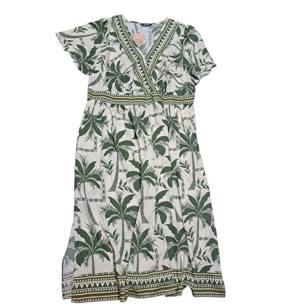 BloomChic  Tropical Palm Print Boho Chic Midi Dress Size 22-24 Multi-Color NWT - Picture 6 of 17